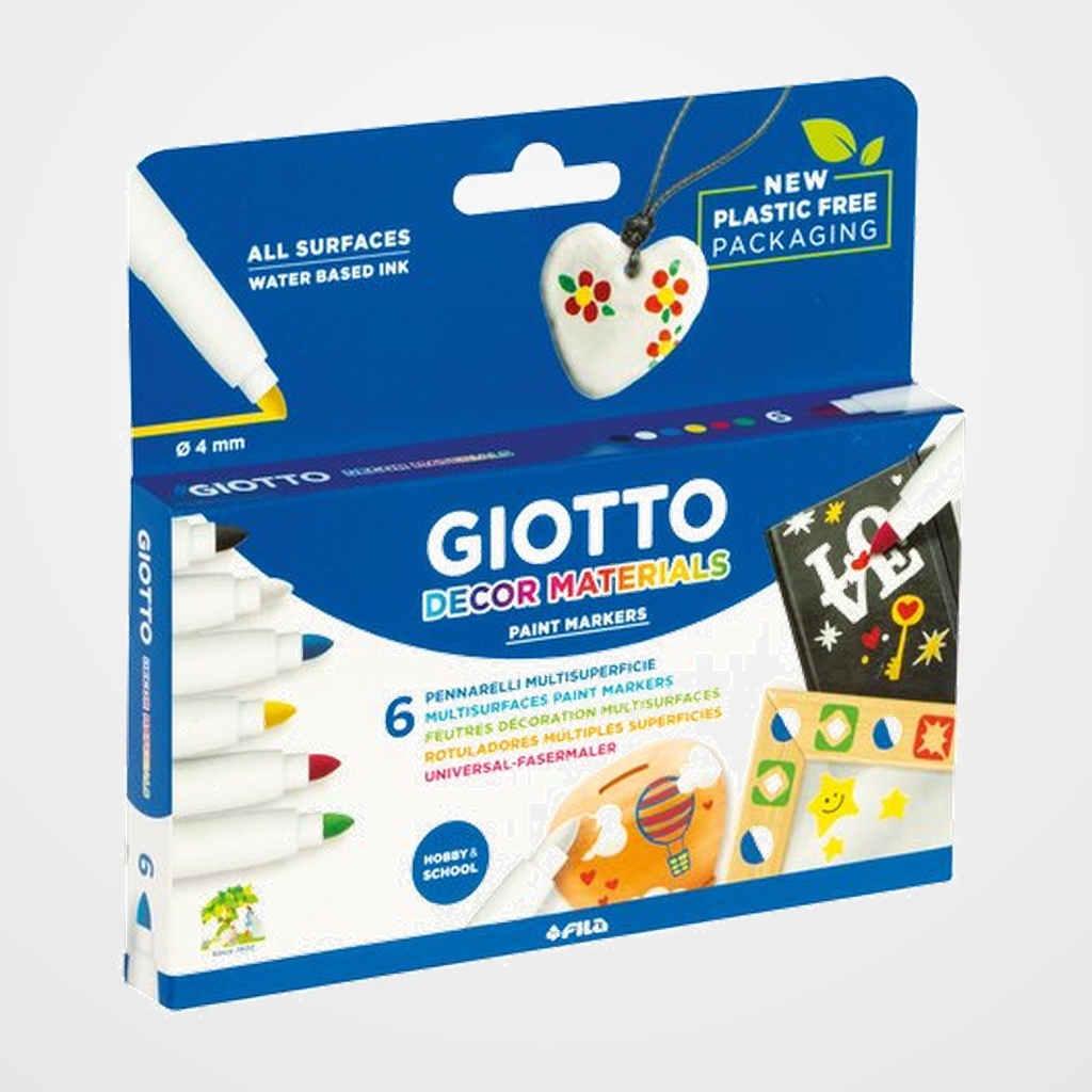 ROTULADOR FIBRA GIOTTO DECOR MATERIALS ESTUCHE de  6