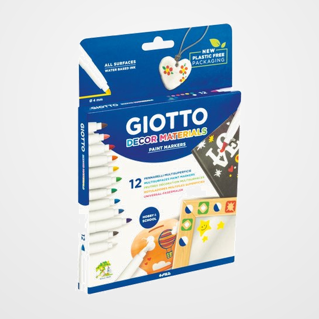 ROTULADOR FIBRA GIOTTO DECOR MATERIALS ESTUCHE de 12