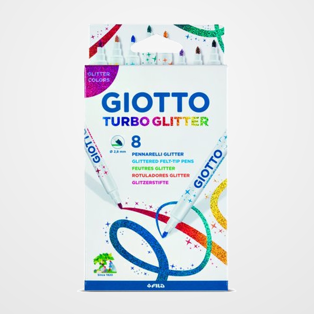 ROTULADOR FIBRA GIOTTO TURBO GLITTER ESTUCHE de 8 col.