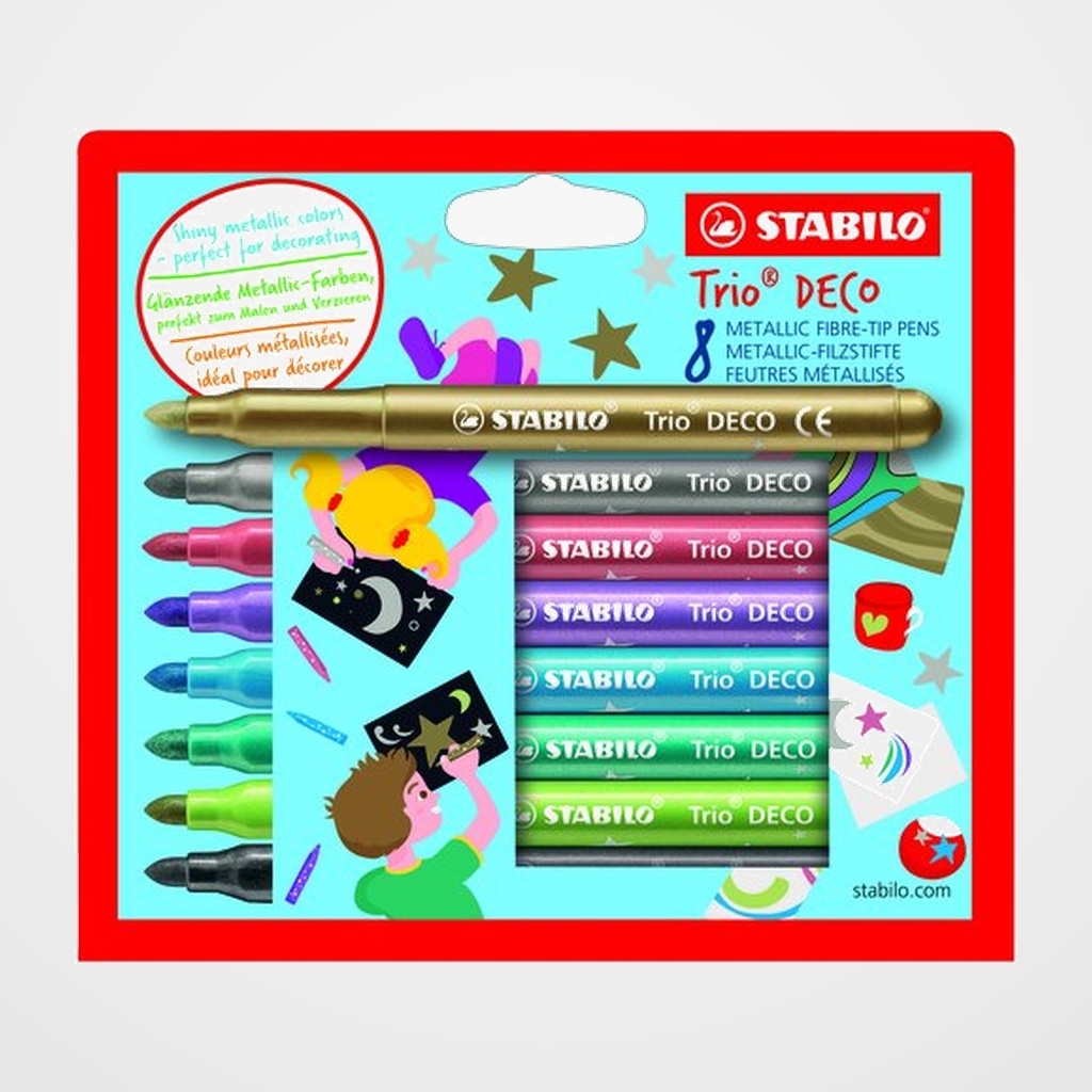 ROTULADOR FIBRA STABILO TRIO DECO 377 ESTUCHE de 8