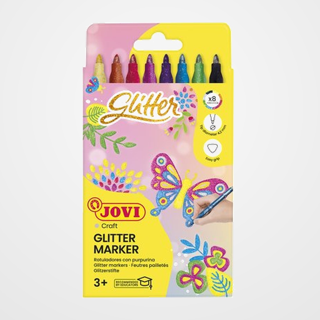 ROTULADOR JOVI GLITTER ESTUCHE de 8 SURTIDO
