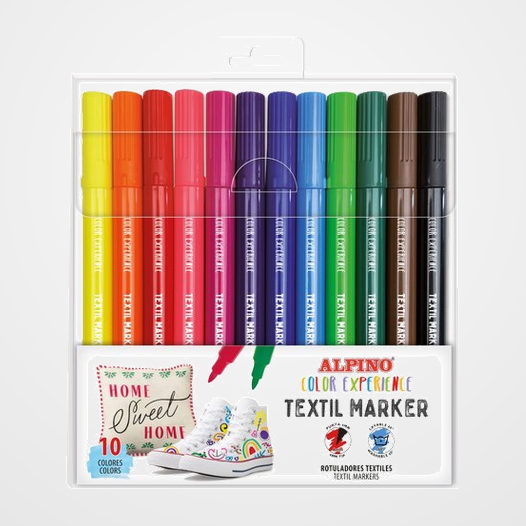 ROTULADOR FIBRA ALPINO COLOR EXPERIENCE TEXTIL MARKER CAJA de 10