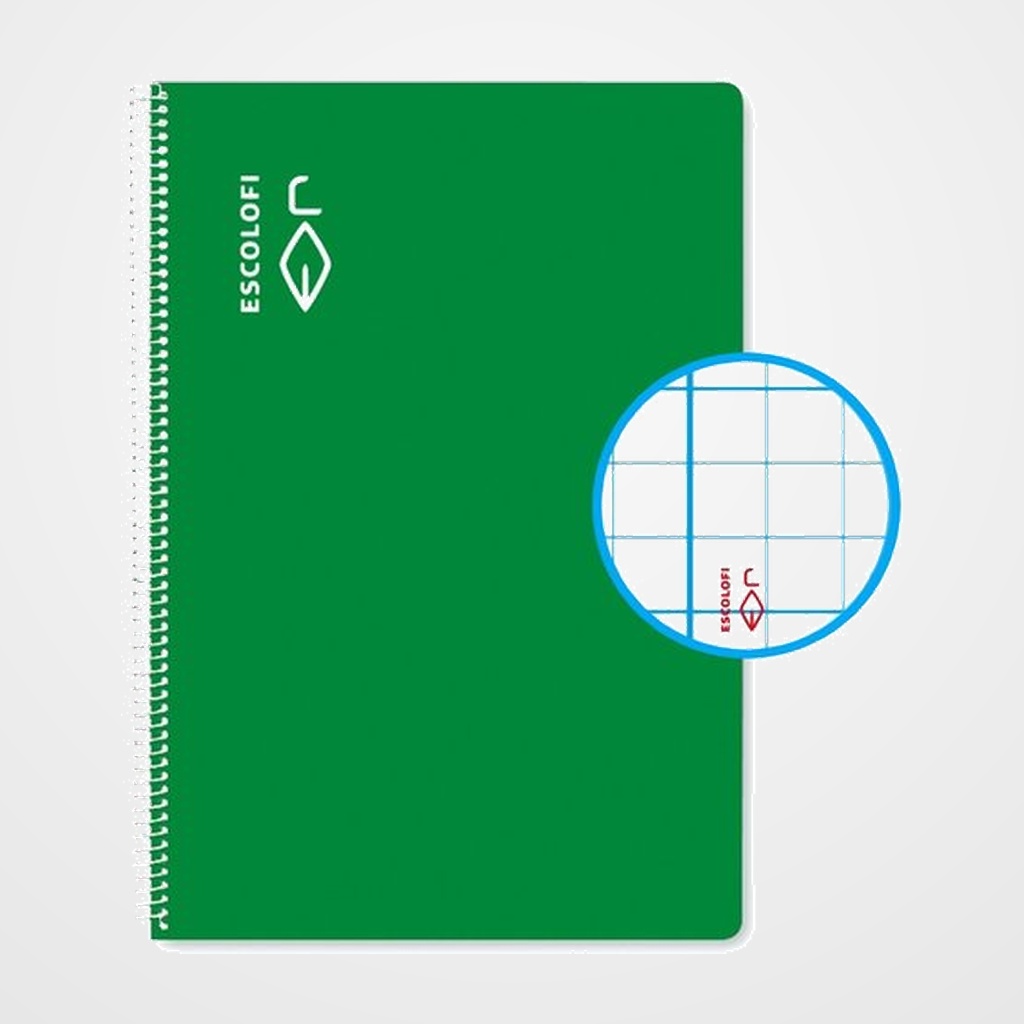 BLOC ESCOLOFI tapa DURA Fº 100h 70g CUADRIC. PAUTADA 3mm C/MARGEN VERDE