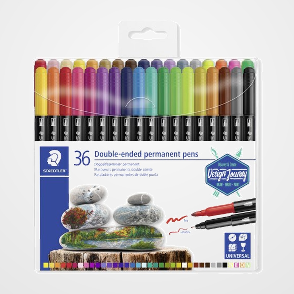 ROTULADOR PERMANENTE STAEDTLER 3187 DESIGN JOURNEY DOBLE PUNTA ESTUCHE de 36