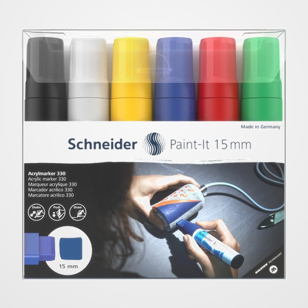 MARCADOR ACRYLIC SCHNEIDER PAINT-IT 330 (15 mm) ESTUCHE 6