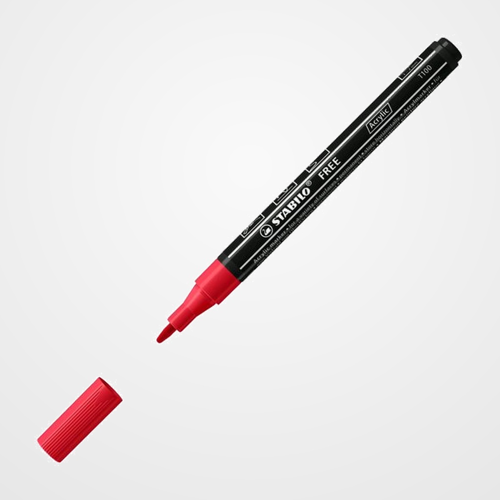 MARCADOR ACRYLIC STABILO FREE T100 ARTY LINE 1-2 mm CARMIN (748)
