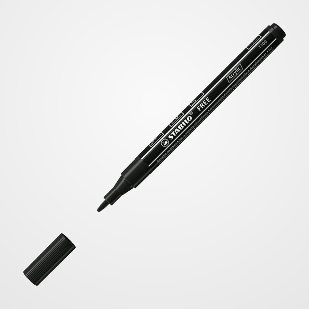 MARCADOR ACRYLIC STABILO FREE T100 ARTY LINE 1-2 mm NEGRO (746)