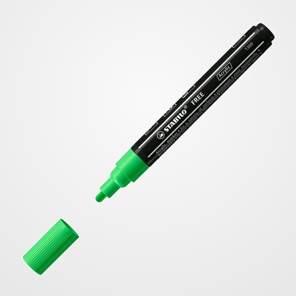 MARCADOR ACRYLIC STABILO FREE T300 ARTY LINE 2-3 mm VERDE HOJA (743)