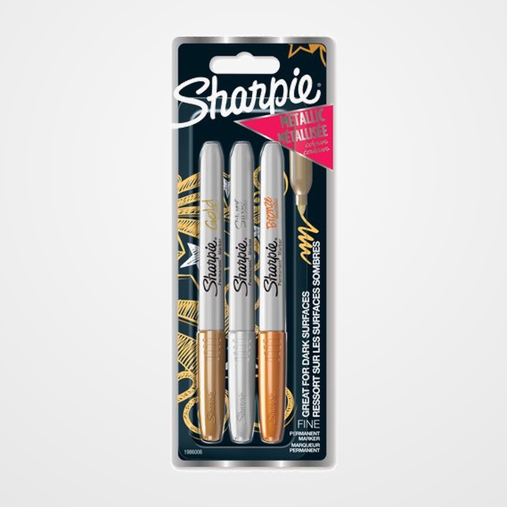 ROTULADOR PERMANENTE SHARPIE METALLIC F BLISTER DE 3 (Oro, Plata y Bronce)
