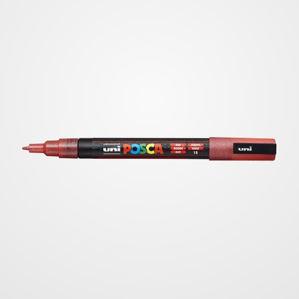 MARCADOR T.OPACA NO PERM. UNI POSCA  0,9 (PC-3ML) PURPURINA ROJO
