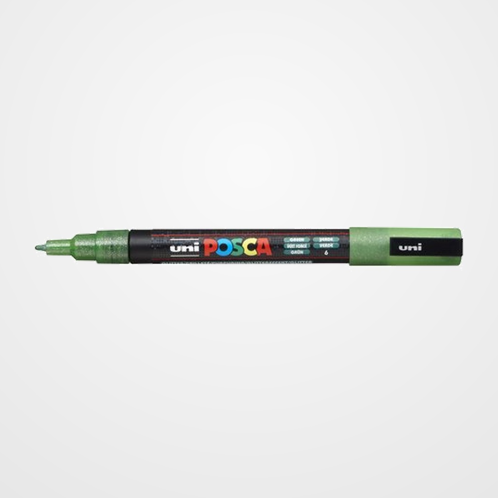 MARCADOR T.OPACA NO PERM. UNI POSCA  0,9 (PC-3ML) PURPURINA VERDE