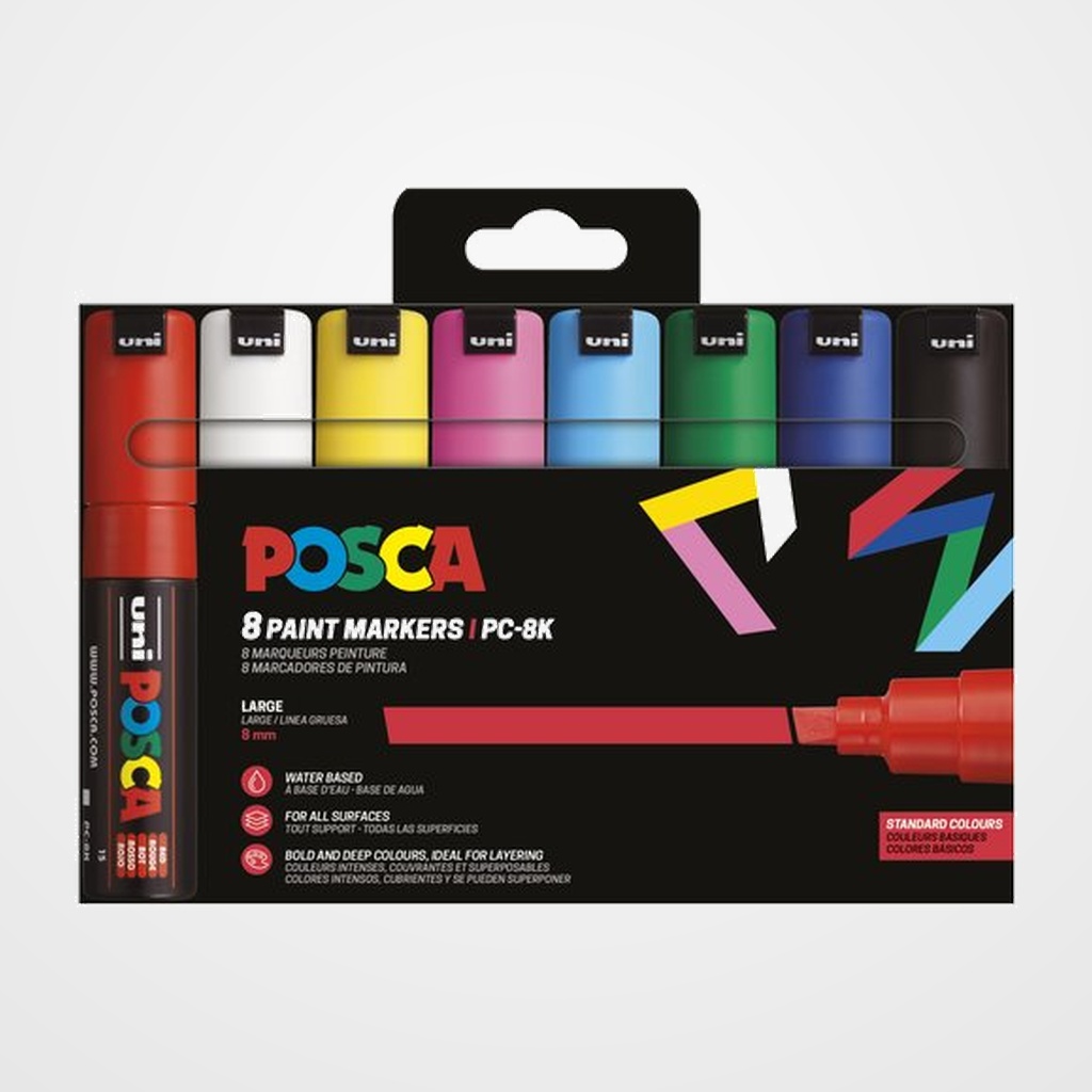 MARCADOR T.OPACA NO PERM. UNI POSCA  8,0 (PC-8K)  BOLSA de 8