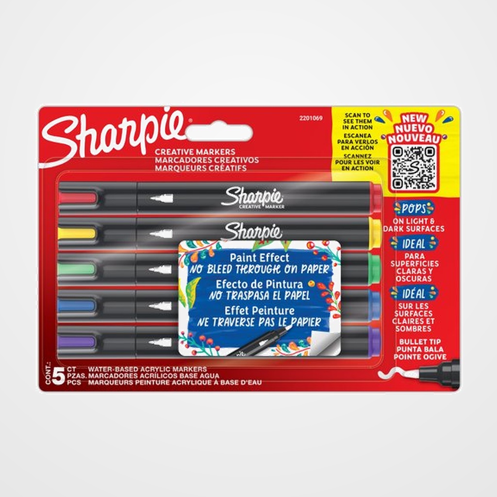 ROTULADOR SHARPIE CREATIVE ACRYLIC SURTIDO BLISTER de 5
