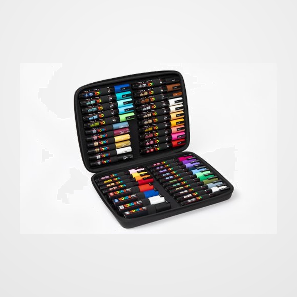 MARCADOR T.OPACA NO PERM. UNI POSCA MALETIN PREMIUM 40 PIEZAS SURTIDOS
