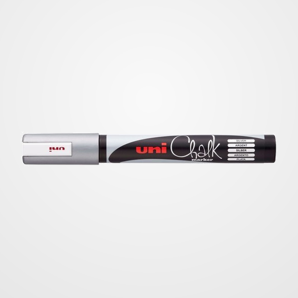 MARCADOR TIZA LIQUIDA UNI-BALL CHALK MARKER (PWE-5M) 1,8-2,5 mm PLATA