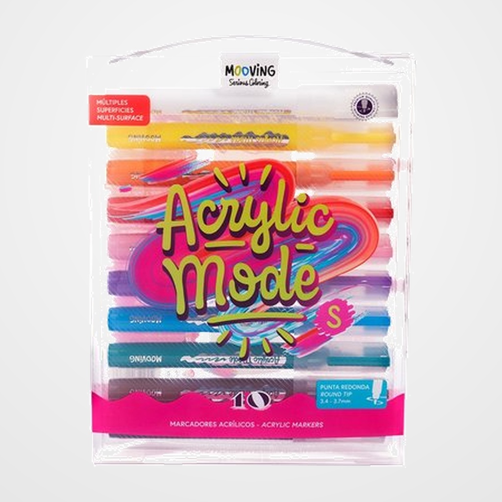 ROTULADOR ACRILICO MOOVING 3.4-3.7mm PACK de 10