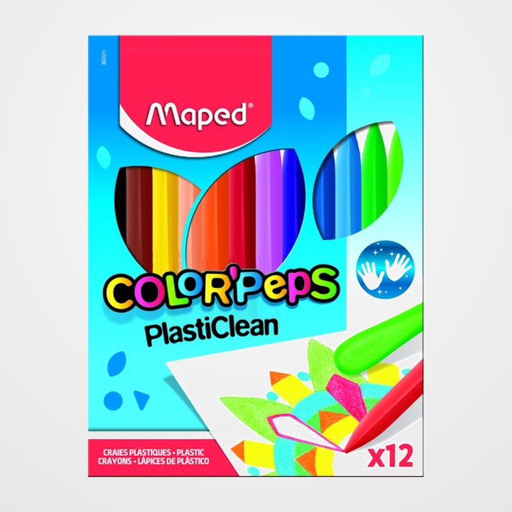 CERAS MAPED PLASTICLEAN COLOR PEPS ESTUCHE DE 12
