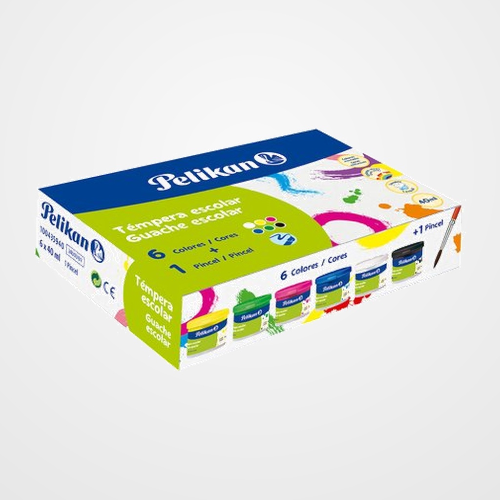 TEMPERA PELIKAN 40 ml (bote) 742/40S ESTUCHE de 6 + pincel