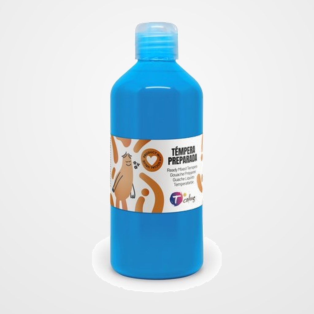 TEMPERA TCOLORS LIQUIDA 500 ml (botella) CYAN