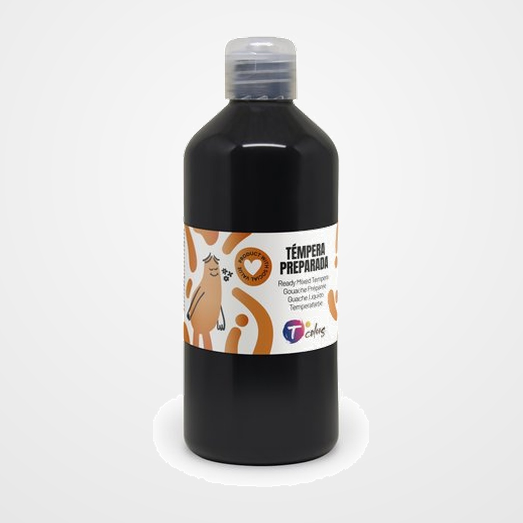 TEMPERA TCOLORS LIQUIDA 500 ml (botella) NEGRO
