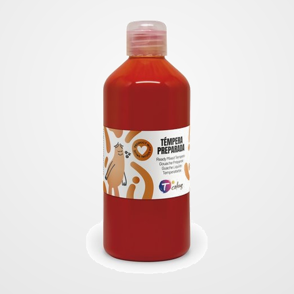 TEMPERA TCOLORS LIQUIDA 500 ml (botella) ROJO