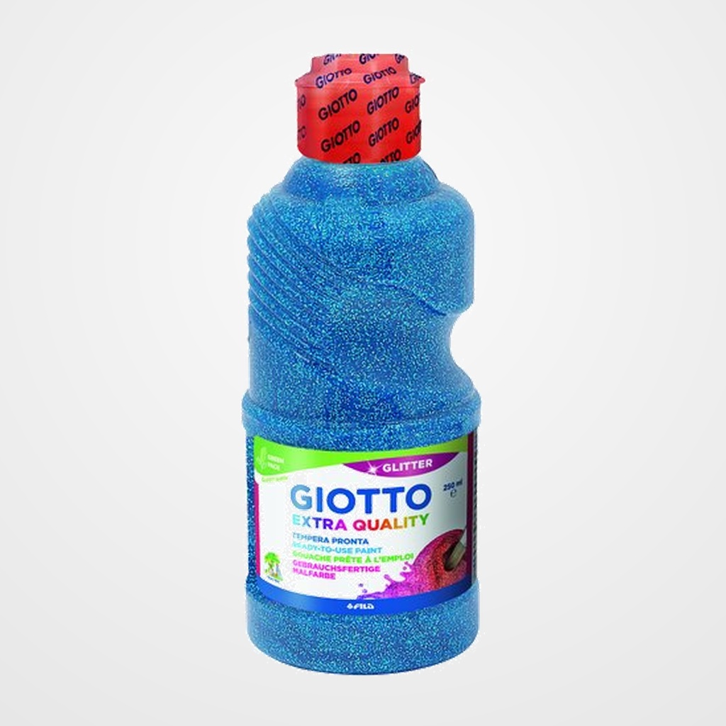 TEMPERA GIOTTO LIQUIDA GLITTER 250 ml (botella) AZUL CYAN