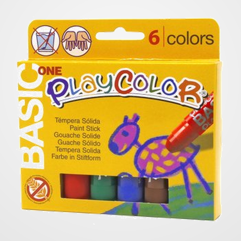 TEMPERA SOLIDA PLAYCOLOR BASIC ONE 10Gr. ESTUCHE de 6 COLORES