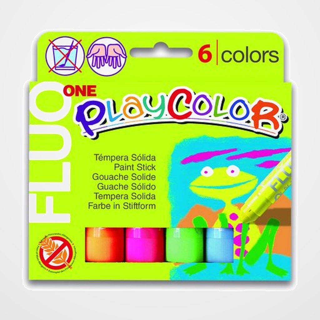 TEMPERA SOLIDA PLAYCOLOR FLUO ONE 10Gr. ESTUCHE de 6 COLORES