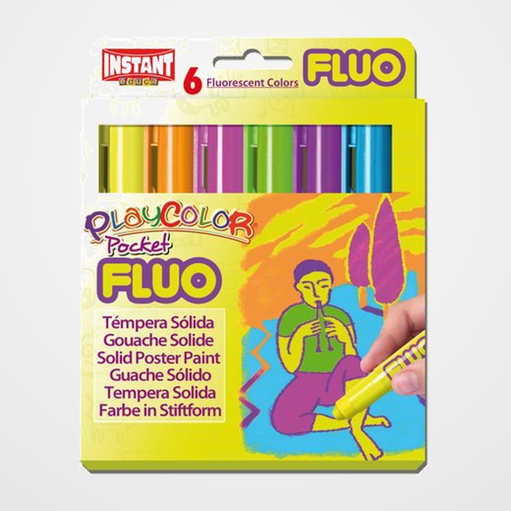 TEMPERA SOLIDA PLAYCOLOR FLUO POCKET 5Gr. ESTUCHE de 6 COLORES