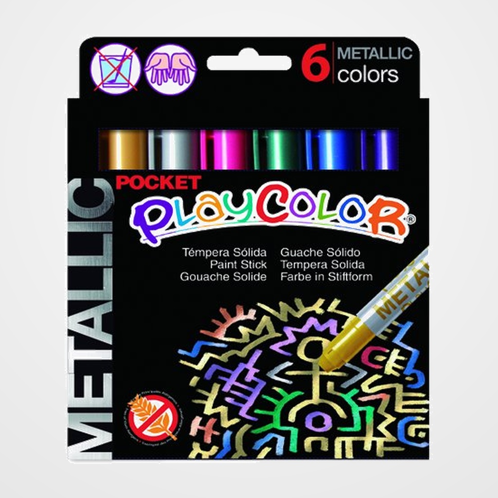 TEMPERA SOLIDA PLAYCOLOR METALLIC POCKET 5Gr. ESTUCHE de 6 COLORES