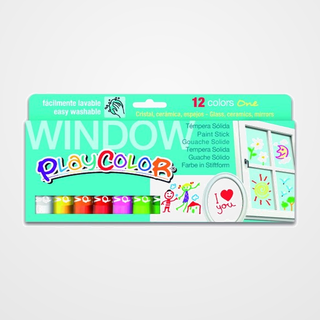 [27401144] TEMPERA SOLIDA PLAYCOLOR ONE WINDOW 10Gr. ESTUCHE de 12 COLORES