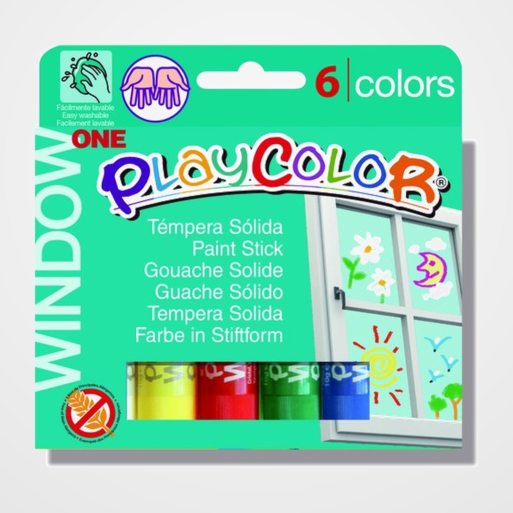TEMPERA SOLIDA PLAYCOLOR ONE WINDOW 10Gr. ESTUCHE de 6 COLORES