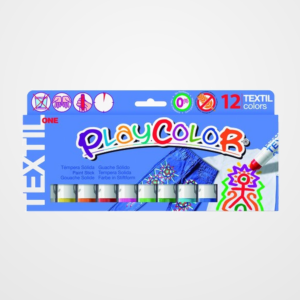TEMPERA SOLIDA PLAYCOLOR TEXTIL ONE 10Gr. ESTUCHE de 12 COLORES