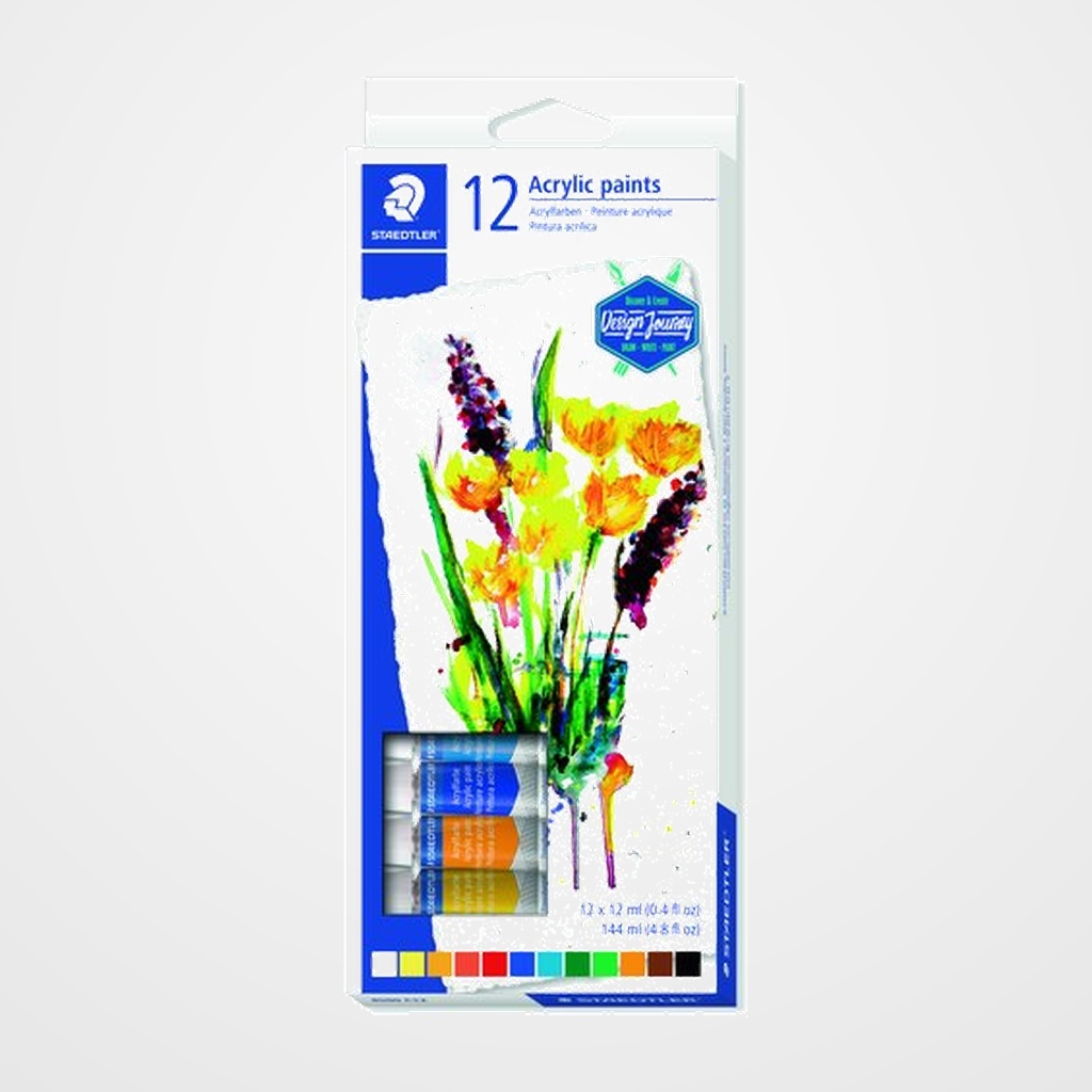 PINTURA ACRILICA STAEDTLER 8500 12 ml (tubo) ESTUCHE de 12