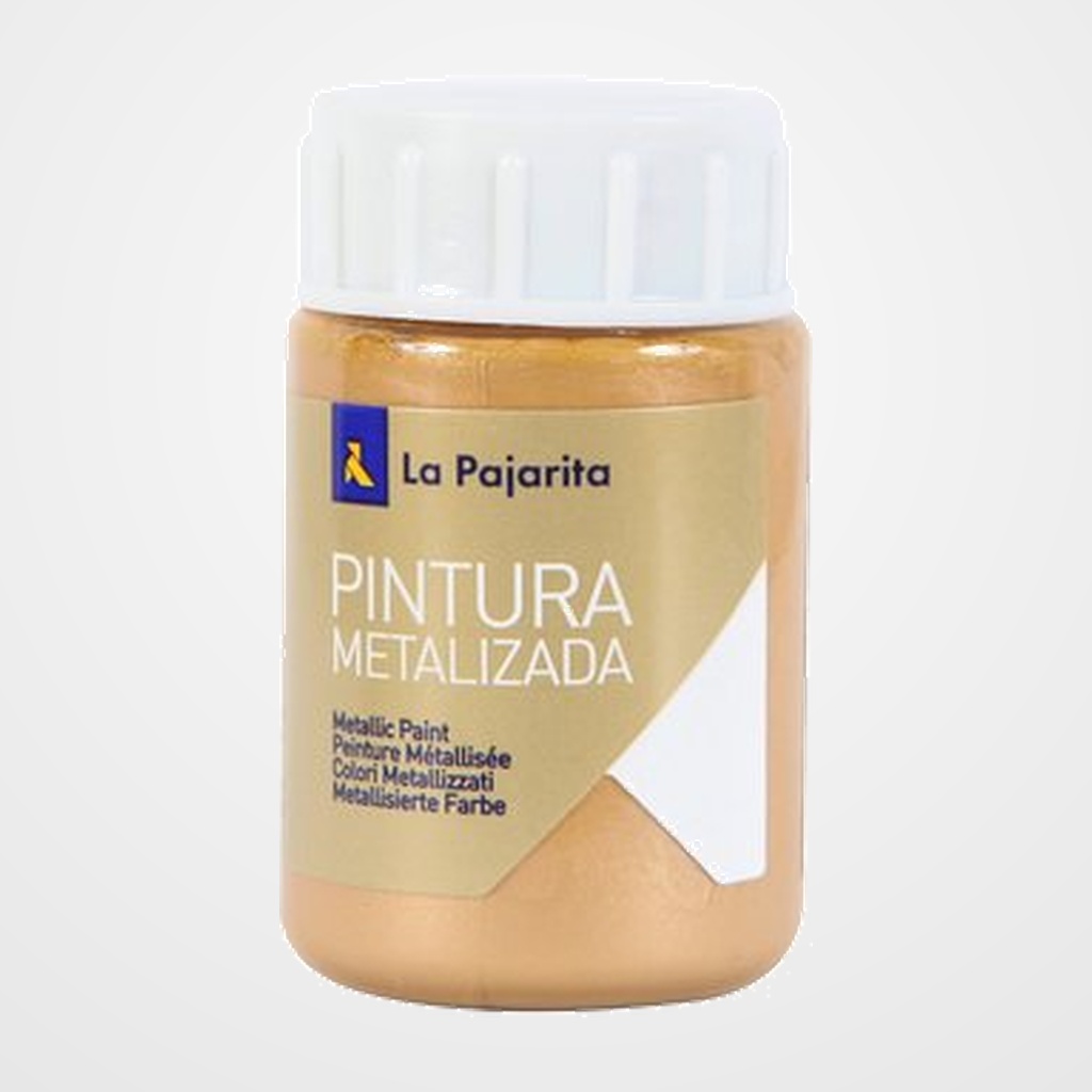 PINTURA LATEX LA PAJARITA METALIZADA 35 ml (bote) ORO DUCADO ME-04