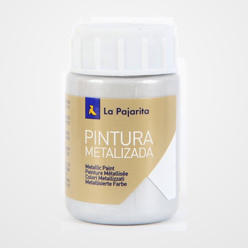 PINTURA LATEX LA PAJARITA METALIZADA 35 ml (bote) PLATA ME-01