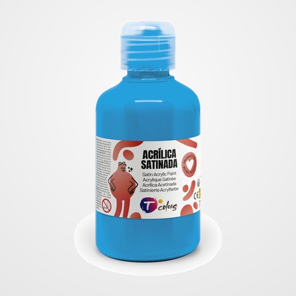 PINTURA ACRILICA TCOLORS 250 ml (botella) CYAN