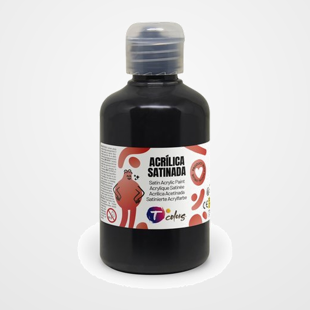 PINTURA ACRILICA TCOLORS 250 ml (botella) NEGRO