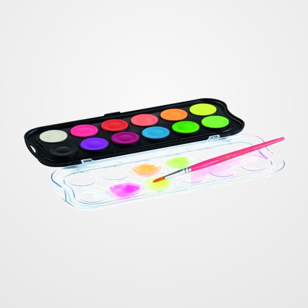 ACUARELAS GIOTTO FLUOR 30 mm ESTUCHE 12 + PINCEL
