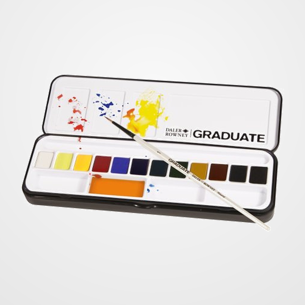 ACUARELAS DALER ROWNEY GRADUATE ESTUCHE de 12 (medio godets)