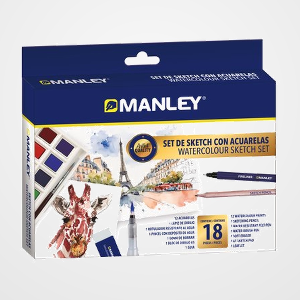 ACUARELAS MANLEY SKETCH SET de 18