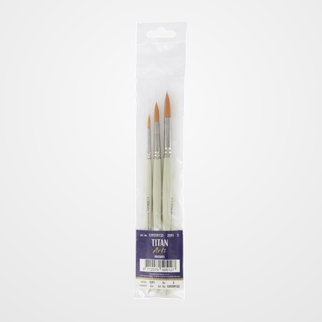 PINCEL TITAN MANGO CORTO MODELO SERIE 2591 BOLSA de 3 (Nº 4, 8 y 12)