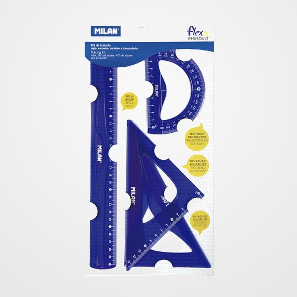 EQUIPO de DIBUJO MILAN 30 CMS AZUL