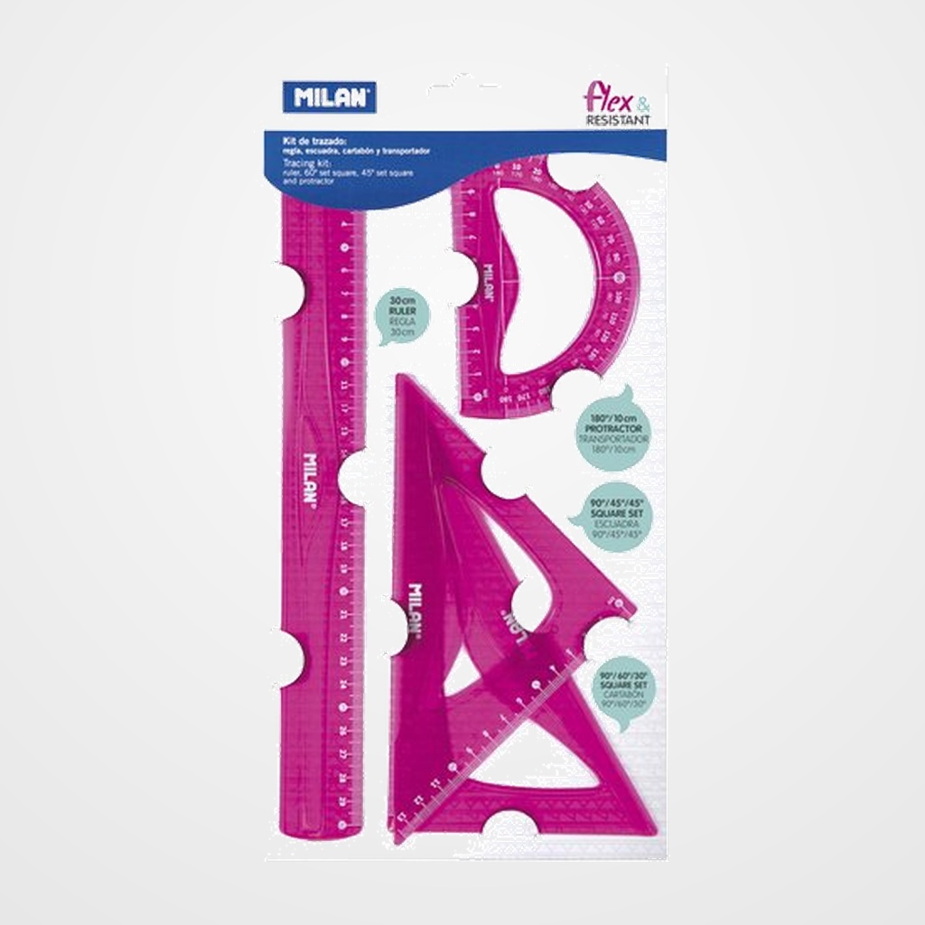 EQUIPO de DIBUJO MILAN 30 CMS ROSA
