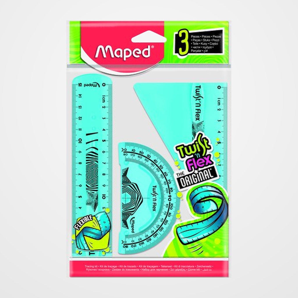 KIT 3 REGLAS TWIST & FLEX IRROMPIBLE MAPED