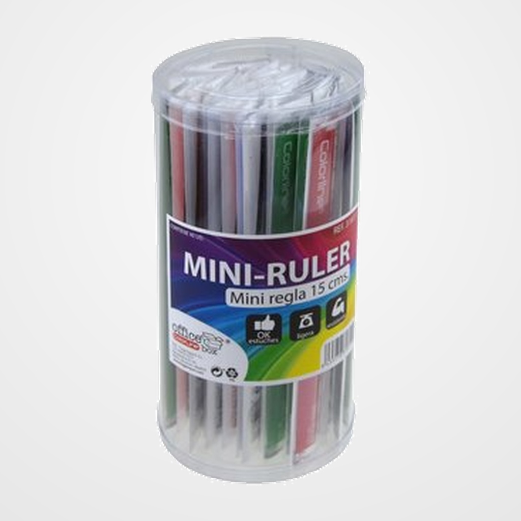 REGLA COLORLINE MINI RULER 15 CM SURTIDO BOTE DE 40