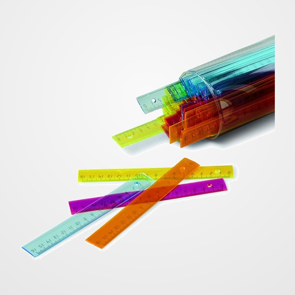 REGLAS FAIBO PLASTICO FLUOR TRANSPARENTES 16cm BOTE DE 100