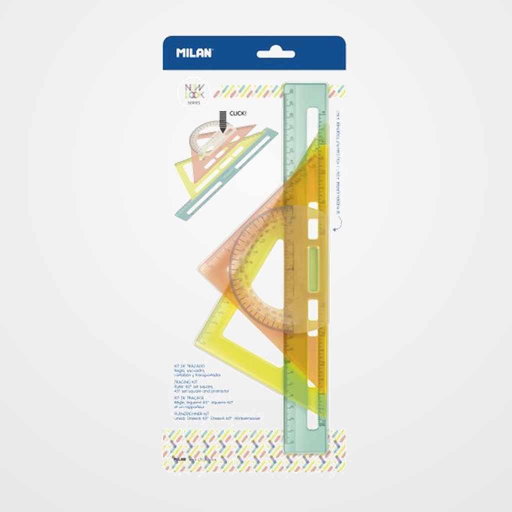EQUIPO de DIBUJO MILAN NEW LOOK 30 cm TRAZADO TRANSPARENTE