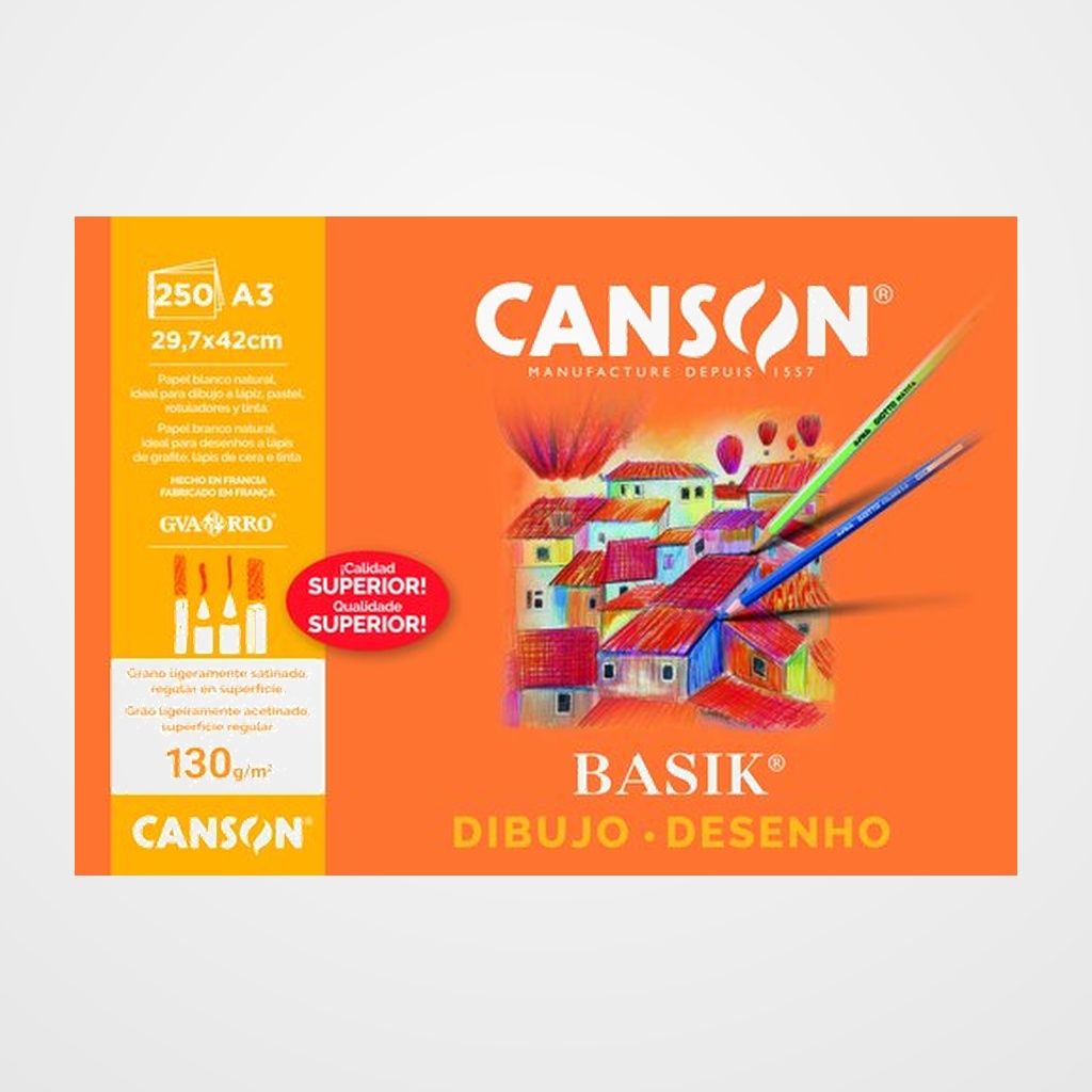 LAMINA GUARRO-CANSON DIBUJO BASIK 130g A3 LISA (L330N)