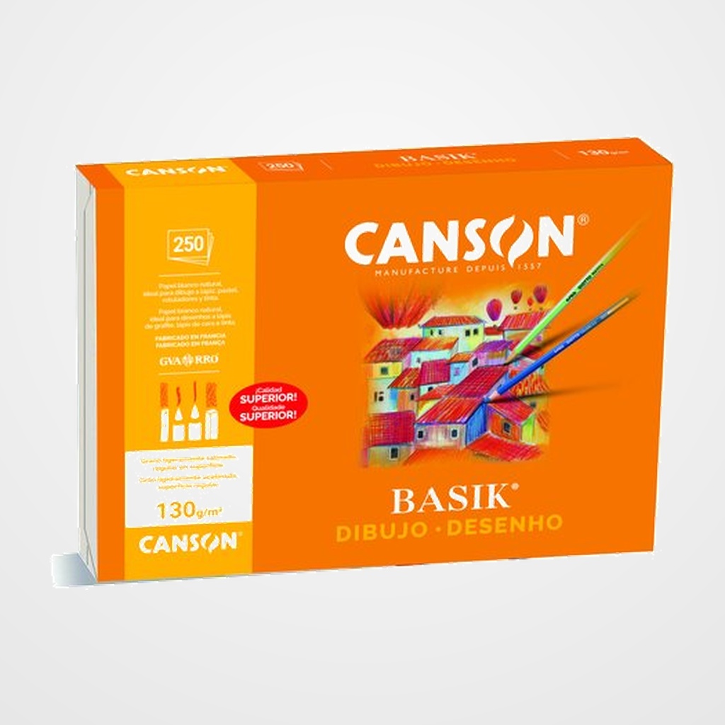 LAMINA GUARRO-CANSON DIBUJO BASIK 130g A4 LISA (L340N)